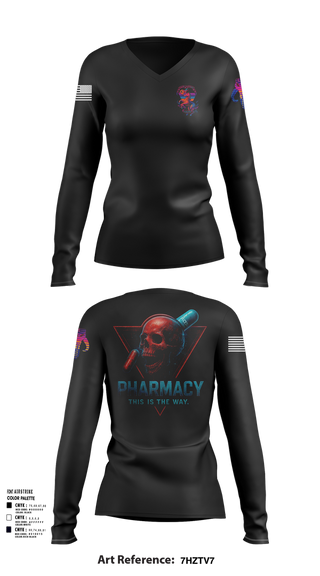 Womens Long Sleeve Vneck Shirt, C co Pharmacy, , Teamtime, Team time, sublimation, custom sports apparel, team uniforms, spirit wear, spiritwear, sports uniforms, custom shirts, team store, custom team store, fundraiser sports, apparel fundraiser