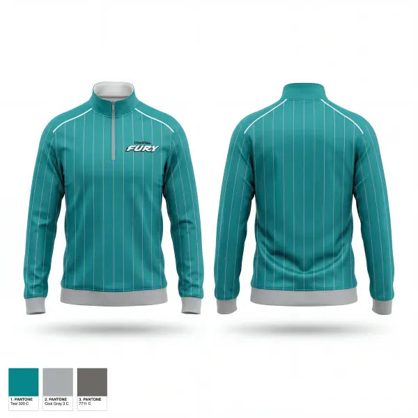 Quarter Zip Jacket, Coastal Fury, Baseball, Teamtime, Team time, sublimation, custom sports apparel, team uniforms, spirit wear, spiritwear, sports uniforms, custom shirts, team store, custom team store, fundraiser sports, apparel fundraiser