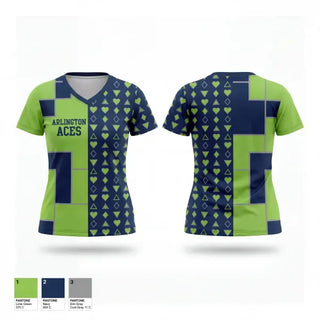 Womens Short Sleeve Vneck Shirt, Arlington Aces, Men's Soccer, Teamtime, Team time, sublimation, custom sports apparel, team uniforms, spirit wear, spiritwear, sports uniforms, custom shirts, team store, custom team store, fundraiser sports, apparel fundraiser