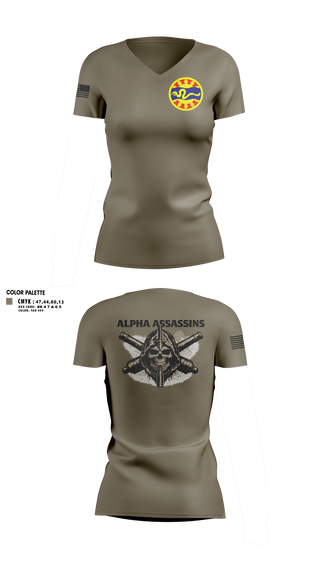 Womens Short Sleeve Vneck Shirt, 1-148 FA A Btry, National Guard, Teamtime, Team time, sublimation, custom sports apparel, team uniforms, spirit wear, spiritwear, sports uniforms, custom shirts, team store, custom team store, fundraiser sports, apparel fundraiser