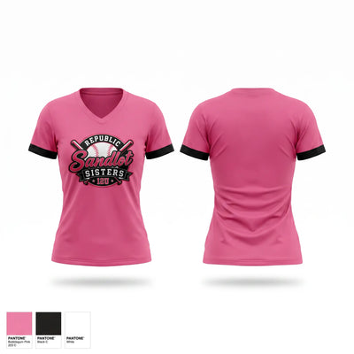 Republic Sandlot Sisters Women's Short Sleeve V-neck Shirt - 1