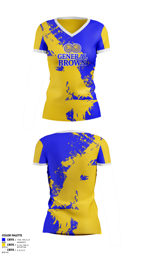 Womens Short Sleeve Vneck Shirt, General Brown, Cheer, Teamtime, Team time, sublimation, custom sports apparel, team uniforms, spirit wear, spiritwear, sports uniforms, custom shirts, team store, custom team store, fundraiser sports, apparel fundraiser
