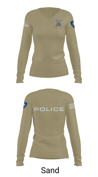 Womens Long Sleeve Vneck Shirt, Vincennes Police Department, , Teamtime, Team time, sublimation, custom sports apparel, team uniforms, spirit wear, spiritwear, sports uniforms, custom shirts, team store, custom team store, fundraiser sports, apparel fundraiser