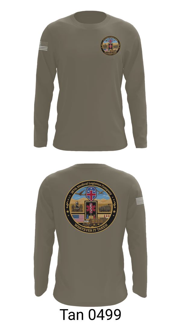 Long Sleeve Performance Shirt, 387th Medical Logistics Company, Army, Teamtime, Team time, sublimation, custom sports apparel, team uniforms, spirit wear, spiritwear, sports uniforms, custom shirts, team store, custom team store, fundraiser sports, apparel fundraiser