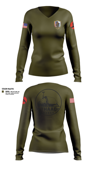 Womens Long Sleeve Vneck Shirt, 13th MDB, Army, Teamtime, Team time, sublimation, custom sports apparel, team uniforms, spirit wear, spiritwear, sports uniforms, custom shirts, team store, custom team store, fundraiser sports, apparel fundraiser