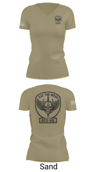 Womens Short Sleeve Vneck Shirt, 112th Signal Battalion Bravo Company, , Teamtime, Team time, sublimation, custom sports apparel, team uniforms, spirit wear, spiritwear, sports uniforms, custom shirts, team store, custom team store, fundraiser sports, apparel fundraiser