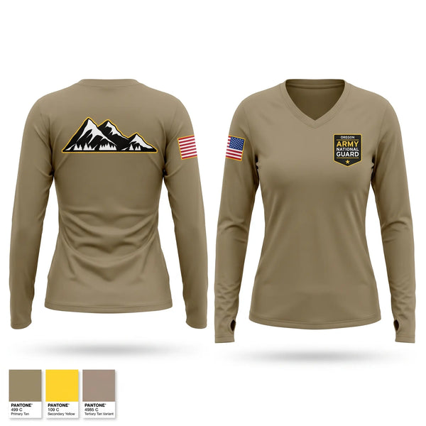 Womens Long Sleeve Vneck Shirt, Oregon Army National Guard, National Guard, Teamtime, Team time, sublimation, custom sports apparel, team uniforms, spirit wear, spiritwear, sports uniforms, custom shirts, team store, custom team store, fundraiser sports, apparel fundraiser