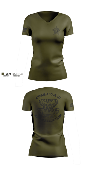 Womens Short Sleeve Vneck Shirt, Bedford County Sheriff SWAT, Police, Teamtime, Team time, sublimation, custom sports apparel, team uniforms, spirit wear, spiritwear, sports uniforms, custom shirts, team store, custom team store, fundraiser sports, apparel fundraiser