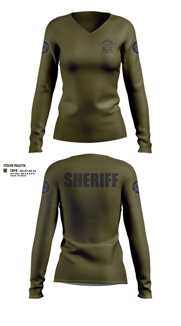 Womens Long Sleeve Vneck Shirt, Bartow County Sheriff’s Office, Police, Teamtime, Team time, sublimation, custom sports apparel, team uniforms, spirit wear, spiritwear, sports uniforms, custom shirts, team store, custom team store, fundraiser sports, apparel fundraiser