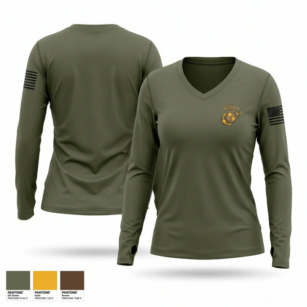 Womens Long Sleeve Vneck Shirt, 1st TIAD, Army, Teamtime, Team time, sublimation, custom sports apparel, team uniforms, spirit wear, spiritwear, sports uniforms, custom shirts, team store, custom team store, fundraiser sports, apparel fundraiser