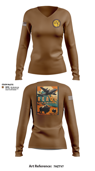 Womens Long Sleeve Vneck Shirt, 153rd R&R, Air Force, Teamtime, Team time, sublimation, custom sports apparel, team uniforms, spirit wear, spiritwear, sports uniforms, custom shirts, team store, custom team store, fundraiser sports, apparel fundraiser