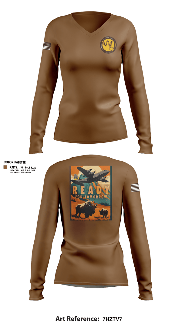 Womens Long Sleeve Vneck Shirt, 153rd R&R, Air Force, Teamtime, Team time, sublimation, custom sports apparel, team uniforms, spirit wear, spiritwear, sports uniforms, custom shirts, team store, custom team store, fundraiser sports, apparel fundraiser