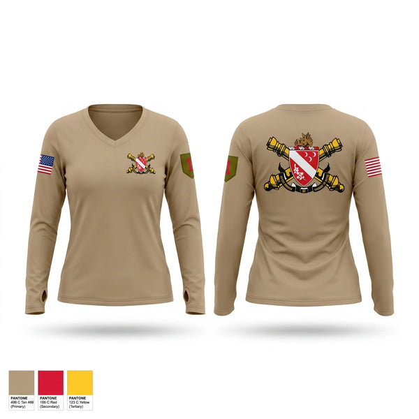 Womens Long Sleeve Vneck Shirt, 1-7FA, Army, Teamtime, Team time, sublimation, custom sports apparel, team uniforms, spirit wear, spiritwear, sports uniforms, custom shirts, team store, custom team store, fundraiser sports, apparel fundraiser