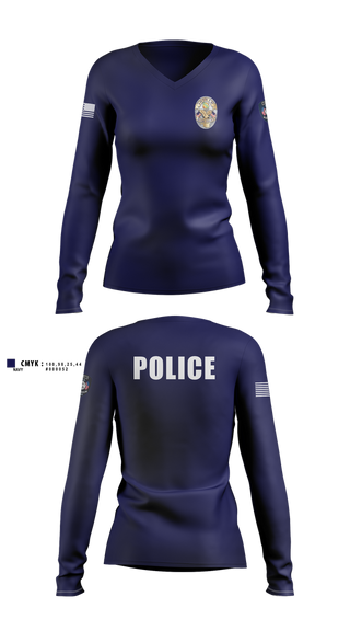 Womens Long Sleeve Vneck Shirt, Miami Police Department, , Teamtime, Team time, sublimation, custom sports apparel, team uniforms, spirit wear, spiritwear, sports uniforms, custom shirts, team store, custom team store, fundraiser sports, apparel fundraiser