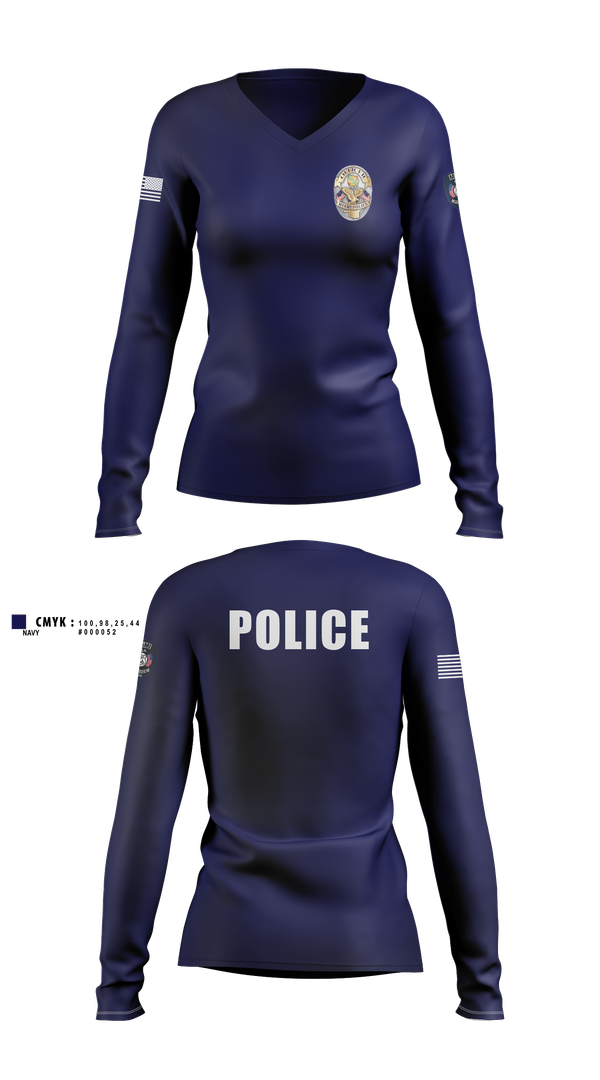 Womens Long Sleeve Vneck Shirt, Miami Police Department, , Teamtime, Team time, sublimation, custom sports apparel, team uniforms, spirit wear, spiritwear, sports uniforms, custom shirts, team store, custom team store, fundraiser sports, apparel fundraiser