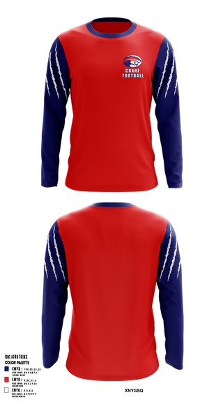 Long Sleeve Performance Shirt, Crane Medical Preparatory High School Football, , Teamtime, Team time, sublimation, custom sports apparel, team uniforms, spirit wear, spiritwear, sports uniforms, custom shirts, team store, custom team store, fundraiser sports, apparel fundraiser