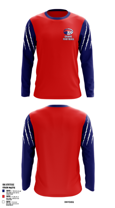 Crane Medical Preparatory High School Football 70643526 Long Sleeve Performance Shirt 1