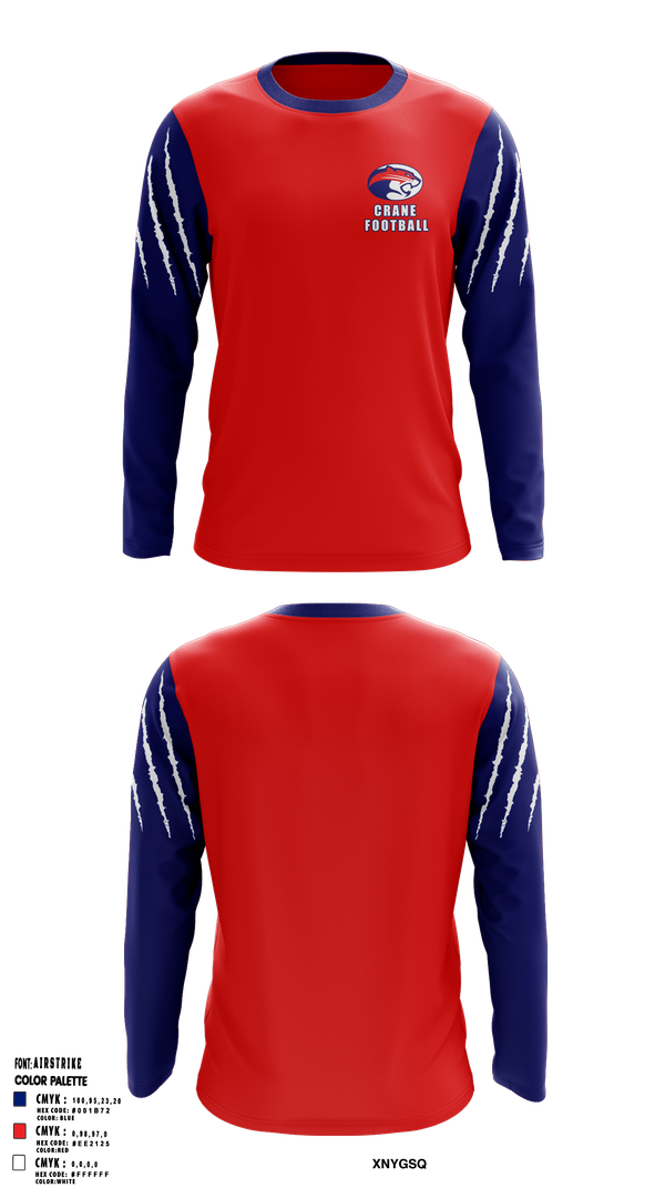 Long Sleeve Performance Shirt, Crane Medical Preparatory High School Football, , Teamtime, Team time, sublimation, custom sports apparel, team uniforms, spirit wear, spiritwear, sports uniforms, custom shirts, team store, custom team store, fundraiser sports, apparel fundraiser