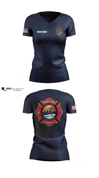 Womens Short Sleeve Vneck Shirt, Dona Ana fire Rescue Station 42, Fire Department, Teamtime, Team time, sublimation, custom sports apparel, team uniforms, spirit wear, spiritwear, sports uniforms, custom shirts, team store, custom team store, fundraiser sports, apparel fundraiser