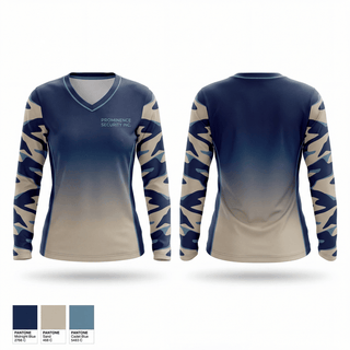 Womens Long Sleeve Vneck Shirt, Prominence Security Inc, , Teamtime, Team time, sublimation, custom sports apparel, team uniforms, spirit wear, spiritwear, sports uniforms, custom shirts, team store, custom team store, fundraiser sports, apparel fundraiser