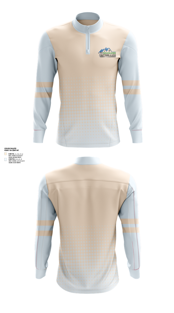 Quarter Zip Jacket, Seamless Gutters 4 Less, Baseball, Teamtime, Team time, sublimation, custom sports apparel, team uniforms, spirit wear, spiritwear, sports uniforms, custom shirts, team store, custom team store, fundraiser sports, apparel fundraiser