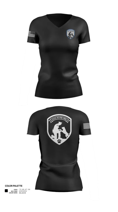 Police Helping Paws 66972550 Women's Short Sleeve V-neck Shirt - 40