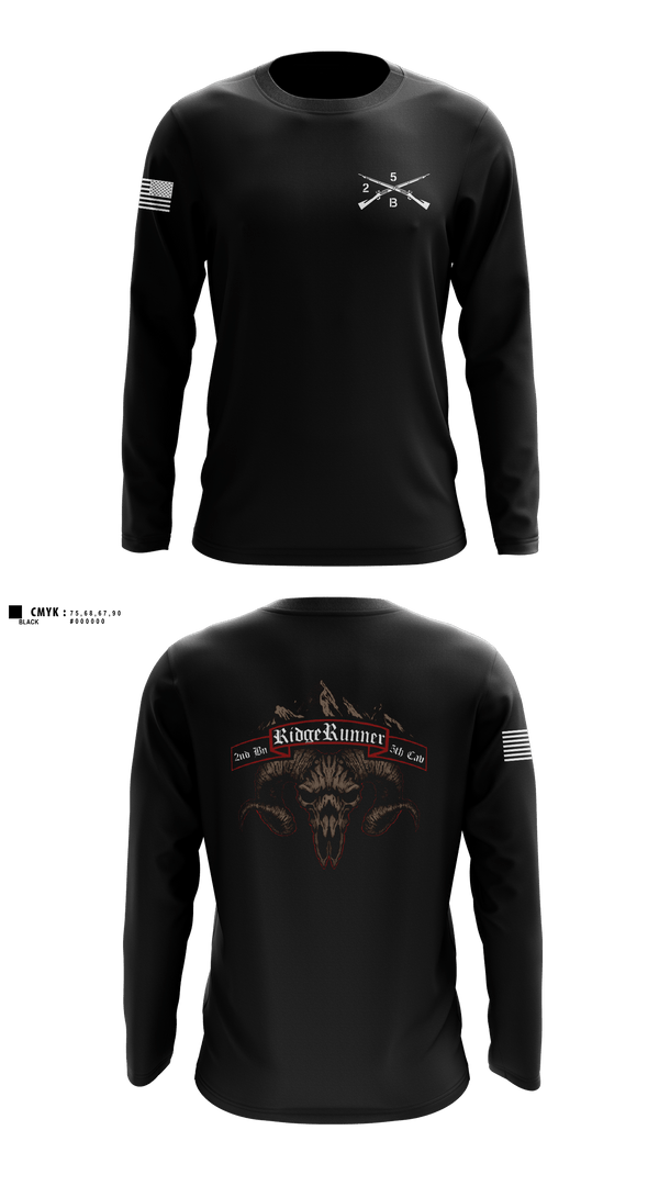 Long Sleeve Performance Shirt, Ridgerunner 2-5 CAV, Army, Teamtime, Team time, sublimation, custom sports apparel, team uniforms, spirit wear, spiritwear, sports uniforms, custom shirts, team store, custom team store, fundraiser sports, apparel fundraiser