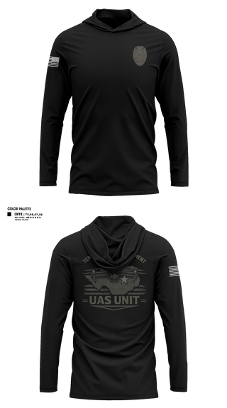 Long Sleeve Performance Shirt with hood, Fugitive Operations, Police, Teamtime, Team time, sublimation, custom sports apparel, team uniforms, spirit wear, spiritwear, sports uniforms, custom shirts, team store, custom team store, fundraiser sports, apparel fundraiser