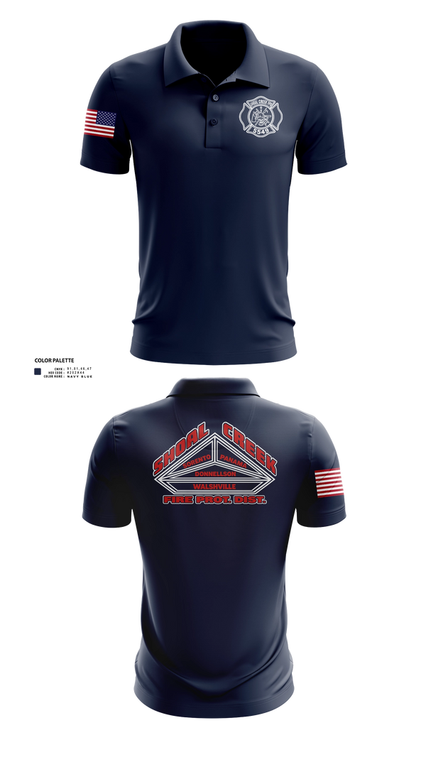 Short Sleeve Performance Polo, Shoal Creek Fire Prot. Dist., Fire Department, Teamtime, Team time, sublimation, custom sports apparel, team uniforms, spirit wear, spiritwear, sports uniforms, custom shirts, team store, custom team store, fundraiser sports, apparel fundraiser