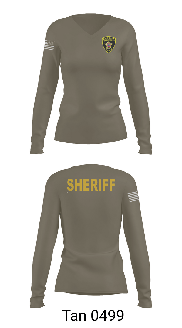 Womens Long Sleeve Vneck Shirt, San Jacinto County Sheriff's Office, Police, Teamtime, Team time, sublimation, custom sports apparel, team uniforms, spirit wear, spiritwear, sports uniforms, custom shirts, team store, custom team store, fundraiser sports, apparel fundraiser