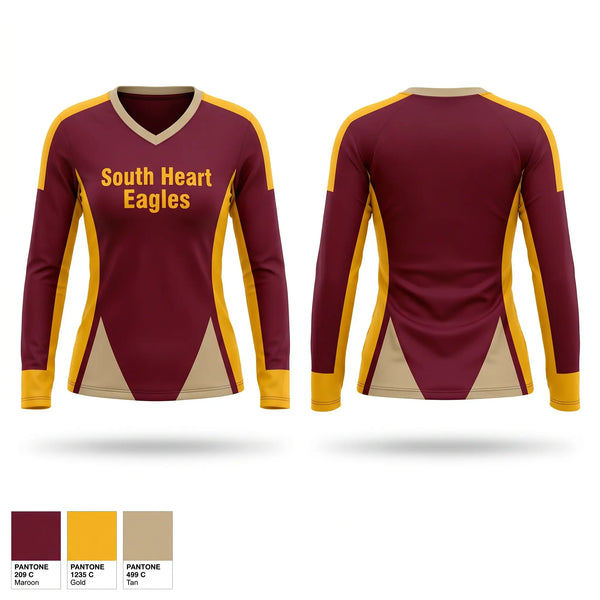 Womens Long Sleeve Vneck Shirt, South Heart Eagles, Baseball, Teamtime, Team time, sublimation, custom sports apparel, team uniforms, spirit wear, spiritwear, sports uniforms, custom shirts, team store, custom team store, fundraiser sports, apparel fundraiser