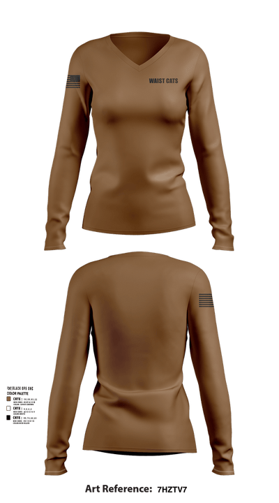 Waist Cats 7546636 Women's Long Sleeve V-neck Shirt - 101
