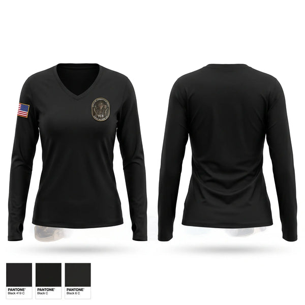 Womens Long Sleeve Vneck Shirt, Immigration and Customs Enforcement Charleston SC, Police, Teamtime, Team time, sublimation, custom sports apparel, team uniforms, spirit wear, spiritwear, sports uniforms, custom shirts, team store, custom team store, fundraiser sports, apparel fundraiser