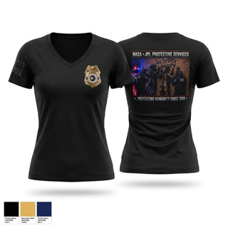 Womens Short Sleeve Vneck Shirt, NASA POLICE, Police, Teamtime, Team time, sublimation, custom sports apparel, team uniforms, spirit wear, spiritwear, sports uniforms, custom shirts, team store, custom team store, fundraiser sports, apparel fundraiser