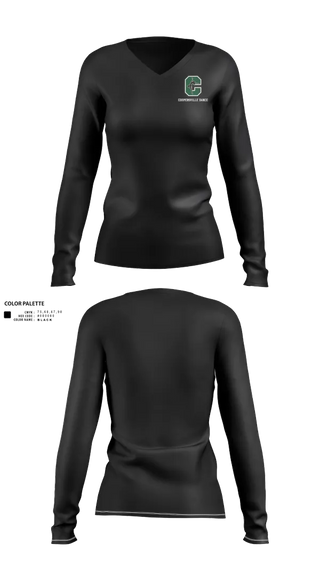 Womens Long Sleeve Vneck Shirt, Coopersville Dance Team, Spirit Store, Teamtime, Team time, sublimation, custom sports apparel, team uniforms, spirit wear, spiritwear, sports uniforms, custom shirts, team store, custom team store, fundraiser sports, apparel fundraiser