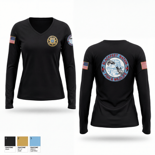 Womens Long Sleeve Vneck Shirt, Blackfeet fish and wildlife game warden, Police, Teamtime, Team time, sublimation, custom sports apparel, team uniforms, spirit wear, spiritwear, sports uniforms, custom shirts, team store, custom team store, fundraiser sports, apparel fundraiser