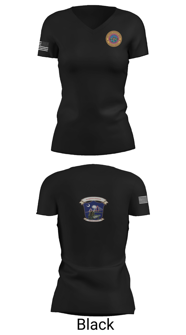 Womens Short Sleeve Vneck Shirt, 4th Medical Logistics, Marines, Teamtime, Team time, sublimation, custom sports apparel, team uniforms, spirit wear, spiritwear, sports uniforms, custom shirts, team store, custom team store, fundraiser sports, apparel fundraiser