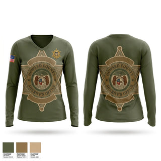 Womens Long Sleeve Vneck Shirt, Howard County Sheriffs Office, Police, Teamtime, Team time, sublimation, custom sports apparel, team uniforms, spirit wear, spiritwear, sports uniforms, custom shirts, team store, custom team store, fundraiser sports, apparel fundraiser