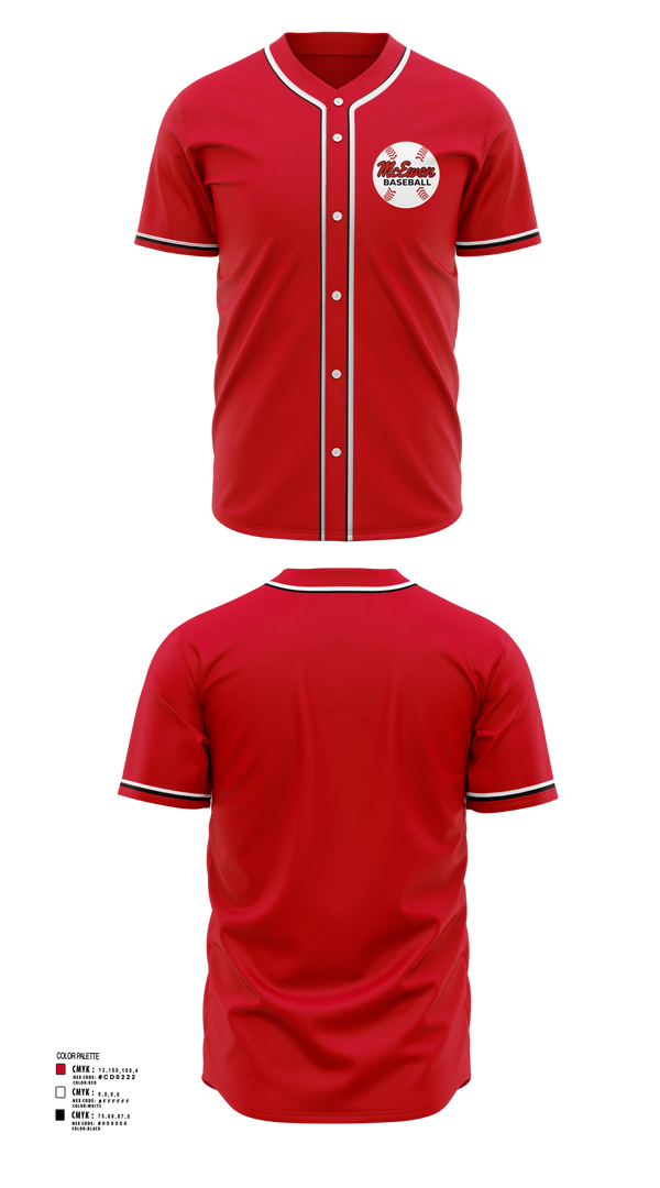 Full Button Baseball Jersey, McEwen Baseball, Baseball, Teamtime, Team time, sublimation, custom sports apparel, team uniforms, spirit wear, spiritwear, sports uniforms, custom shirts, team store, custom team store, fundraiser sports, apparel fundraiser