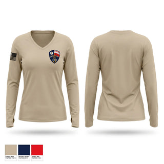 Womens Long Sleeve Vneck Shirt, Crosby EMS, EMS/EMT, Teamtime, Team time, sublimation, custom sports apparel, team uniforms, spirit wear, spiritwear, sports uniforms, custom shirts, team store, custom team store, fundraiser sports, apparel fundraiser