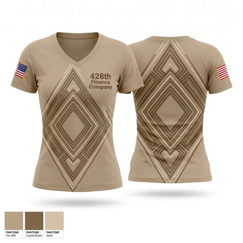 Womens Short Sleeve Vneck Shirt, 428th Finance Company, Army, Teamtime, Team time, sublimation, custom sports apparel, team uniforms, spirit wear, spiritwear, sports uniforms, custom shirts, team store, custom team store, fundraiser sports, apparel fundraiser