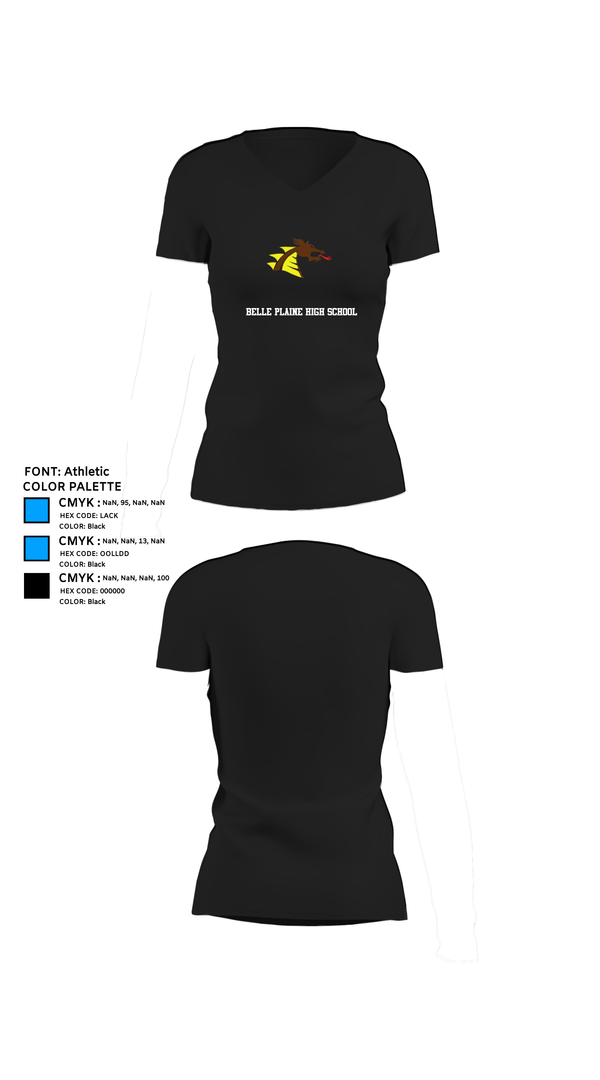 Womens Short Sleeve Vneck Shirt, Belle Plaine High School, Spirit Store, Teamtime, Team time, sublimation, custom sports apparel, team uniforms, spirit wear, spiritwear, sports uniforms, custom shirts, team store, custom team store, fundraiser sports, apparel fundraiser