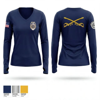 Womens Long Sleeve Vneck Shirt, Metro Nashville Police Department Horse Mounted Unit, Police, Teamtime, Team time, sublimation, custom sports apparel, team uniforms, spirit wear, spiritwear, sports uniforms, custom shirts, team store, custom team store, fundraiser sports, apparel fundraiser