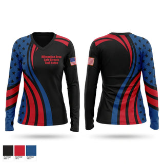 Womens Long Sleeve Vneck Shirt, Milwaukee Area Safe Streets Task Force, Police, Teamtime, Team time, sublimation, custom sports apparel, team uniforms, spirit wear, spiritwear, sports uniforms, custom shirts, team store, custom team store, fundraiser sports, apparel fundraiser