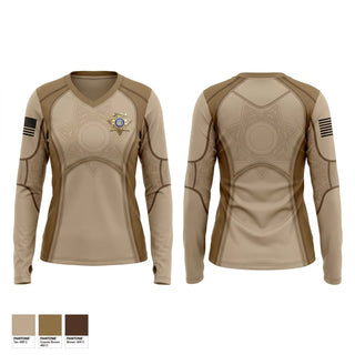 Womens Long Sleeve Vneck Shirt, Dunn County Sheriff, Police, Teamtime, Team time, sublimation, custom sports apparel, team uniforms, spirit wear, spiritwear, sports uniforms, custom shirts, team store, custom team store, fundraiser sports, apparel fundraiser