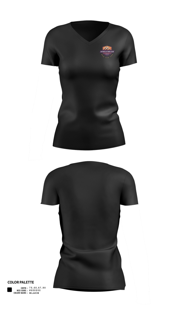 Womens Short Sleeve Vneck Shirt, Catskills Run Club, Cross Country, Teamtime, Team time, sublimation, custom sports apparel, team uniforms, spirit wear, spiritwear, sports uniforms, custom shirts, team store, custom team store, fundraiser sports, apparel fundraiser
