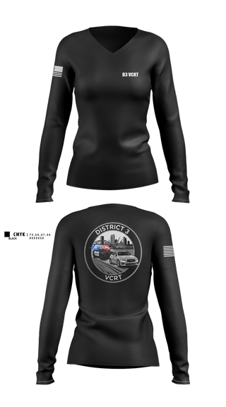 Womens Long Sleeve Vneck Shirt, D3 Violent Crimes Reduction Team, Police, Teamtime, Team time, sublimation, custom sports apparel, team uniforms, spirit wear, spiritwear, sports uniforms, custom shirts, team store, custom team store, fundraiser sports, apparel fundraiser