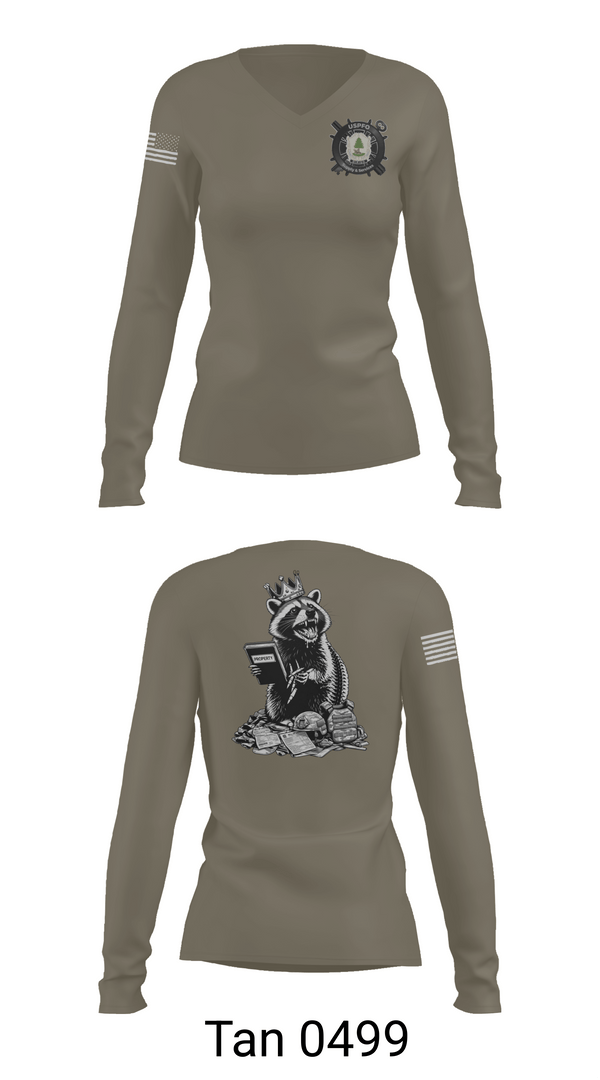 Womens Long Sleeve Vneck Shirt, USPFO, MEARNG, National Guard, Teamtime, Team time, sublimation, custom sports apparel, team uniforms, spirit wear, spiritwear, sports uniforms, custom shirts, team store, custom team store, fundraiser sports, apparel fundraiser