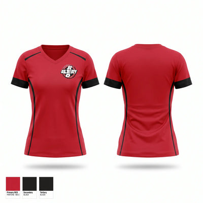 Red Alert Women's Short Sleeve V-neck Shirt - 1