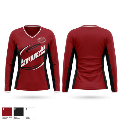 Lowell Red Devils Women's Long Sleeve V-neck Shirt - 1